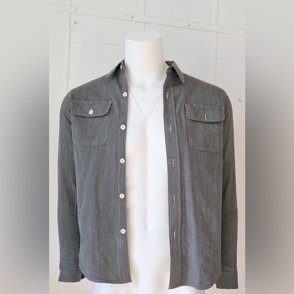 Sugar Cane Mens Hickory Pinstripe Long Sleeve Work Shirt Size 14-14.5 Mens Small - Picture 4 of 13